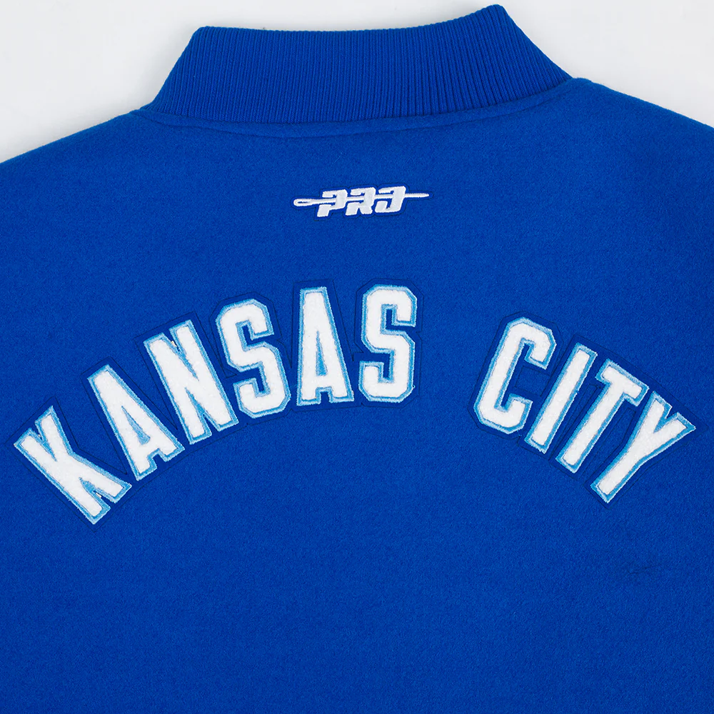 MLB KANSAS CITY ROYALS CLASSIC WOMEN'S WOOL VARSITY JACKET (ROYAL BLUE/WHITE) - Image 5