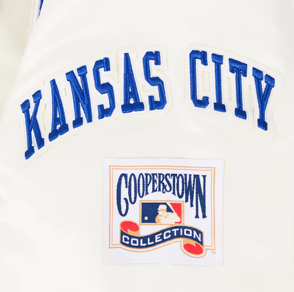 MLB KANSAS CITY ROYALS RETRO CLASSIC WOMEN'S RIB SATIN JACKET (EGGSHELL/ UNIVERSITY BLUE) - Image 8