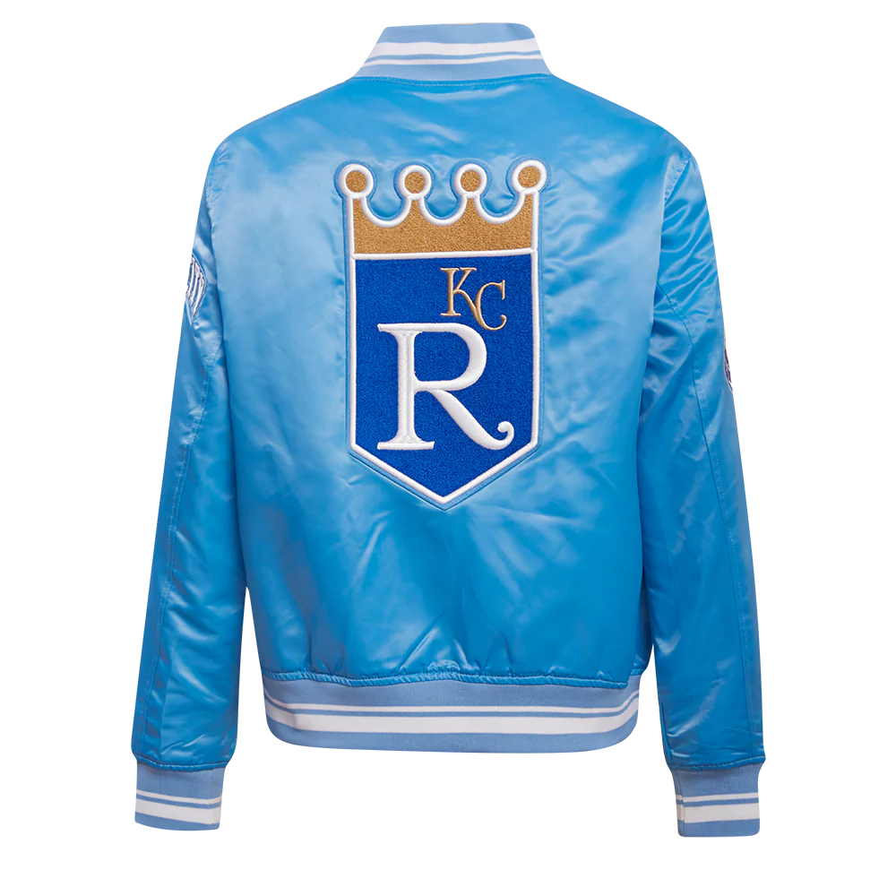MLB KANSAS CITY ROYALS RETRO CLASSIC WOMEN'S RIB SATIN JACKET (UNIVERSITY BLUE) - Image 3