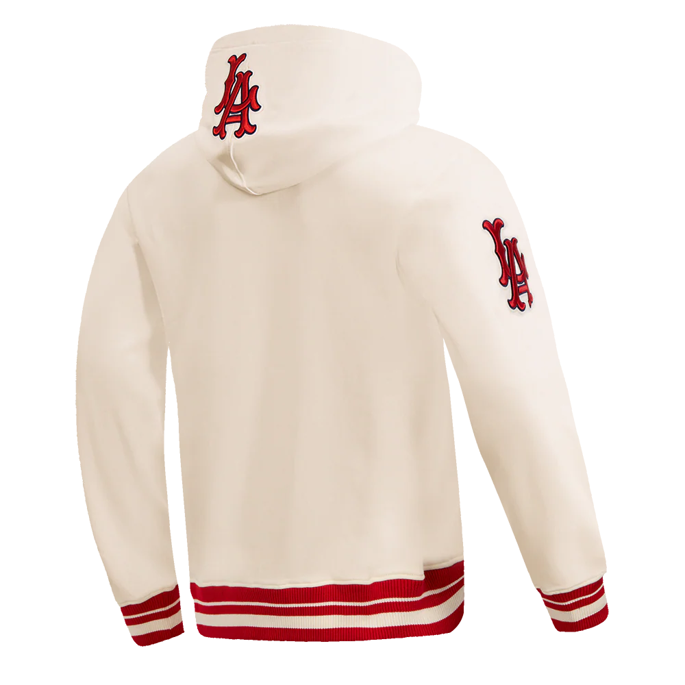MLB LOS ANGELES ANGELS RETRO CLASSIC MEN'S PULLOVER HOODIE (EGGSHELL/RED) - Image 4