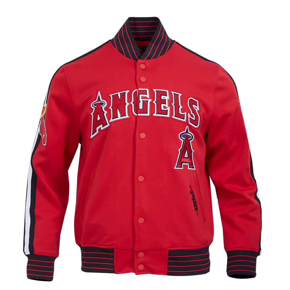MLB LOS ANGELES ANGELS CURRENT LOGO PRO GAME DAY MEN'S DOUBLE KNIT JACKET (RED/BLACK/WHITE)