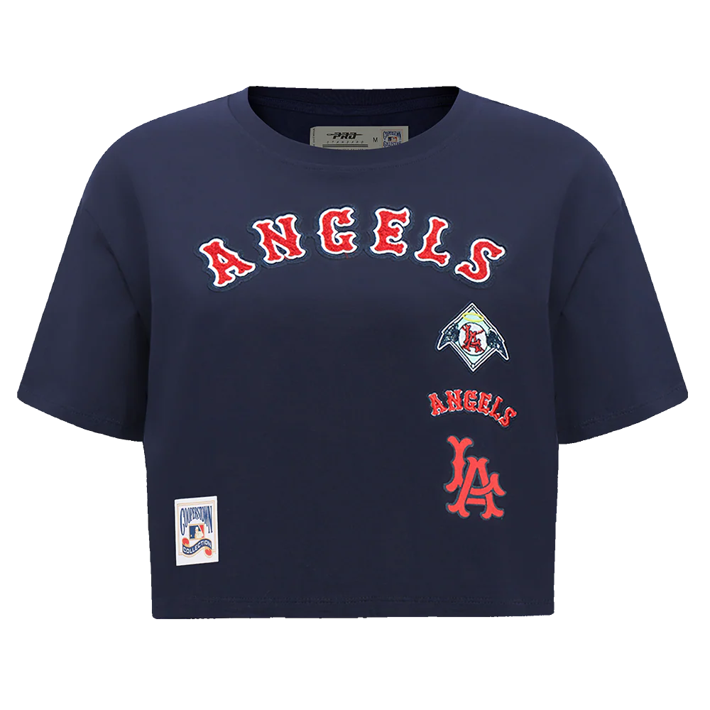 MLB LOS ANGELES ANGELS RETRO CLASSIC WOMEN'S SINGLE JERSEY BOXY TOP (MIDNIGHT NAVY)
