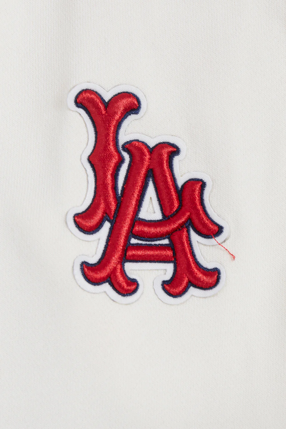 MLB LOS ANGELES ANGELS RETRO CLASSIC WOMEN'S RIB CROPPED PULLOVER HOODIE (EGGSHELL/ RED) - Image 6