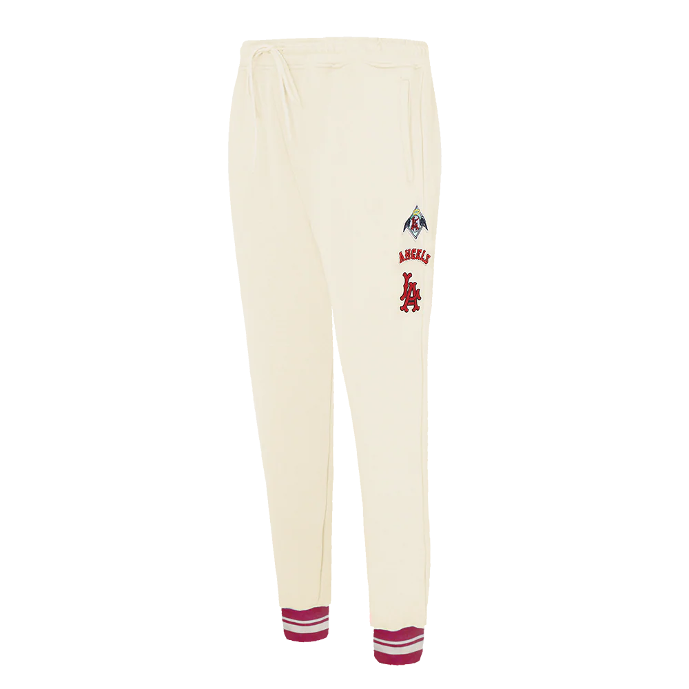 MLB LOS ANGELES ANGELS RETRO CLASSIC WOMEN'S RIB SWEATPANT (EGGSHELL/ RED)