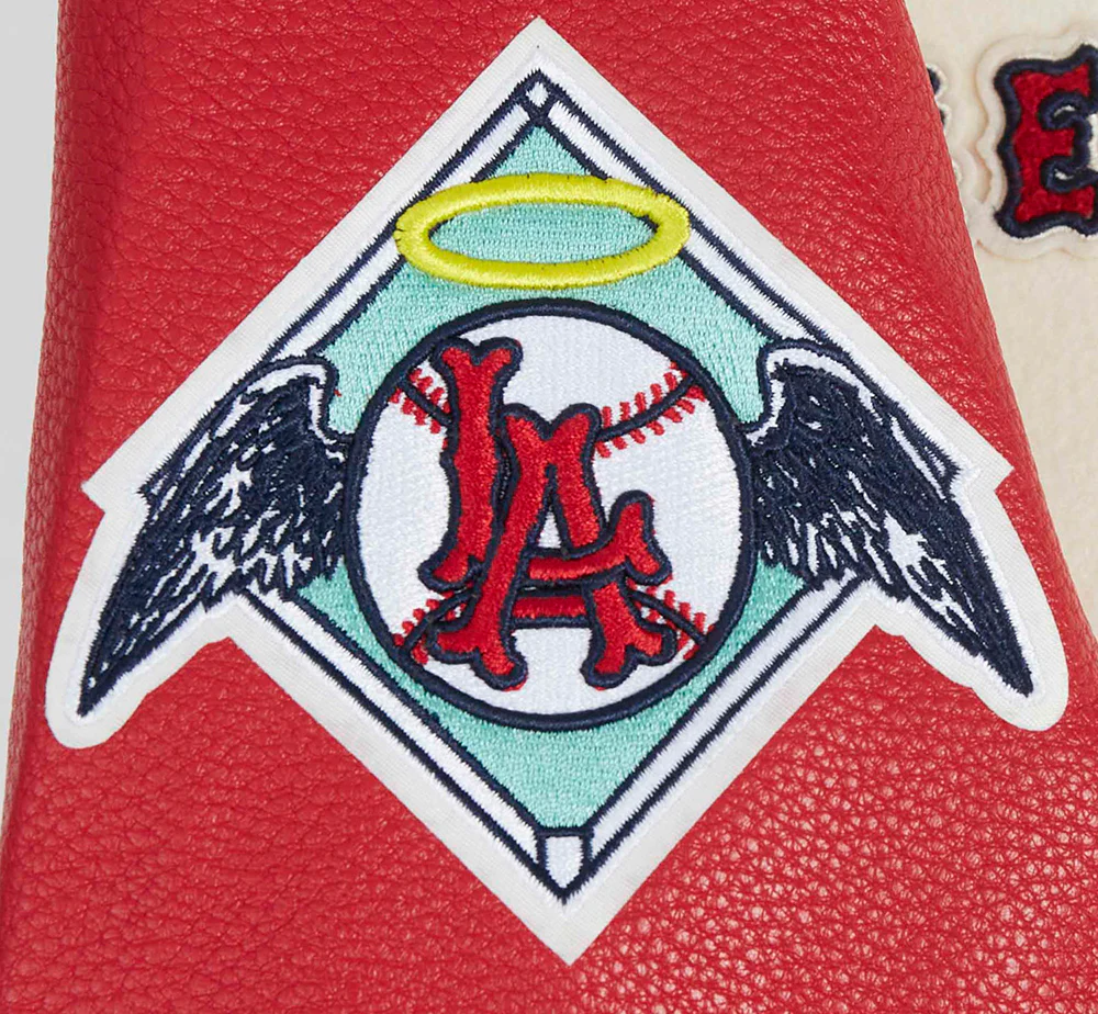 MLB LOS ANGELES ANGELS RETRO CLASSIC WOMEN'S RIB WOOL VARSITY JACKET (EGGSHELL/ RED) - Image 8