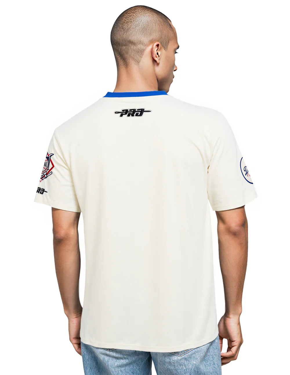 MLB LOS ANGELES DODGERS MODERN ORIGINALS MEN'S RINGER TOP (EGGSHELL/DODGER BLUE) - Image 2