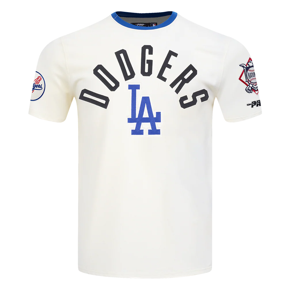 MLB LOS ANGELES DODGERS MODERN ORIGINALS MEN'S RINGER TOP (EGGSHELL/DODGER BLUE) - Image 3