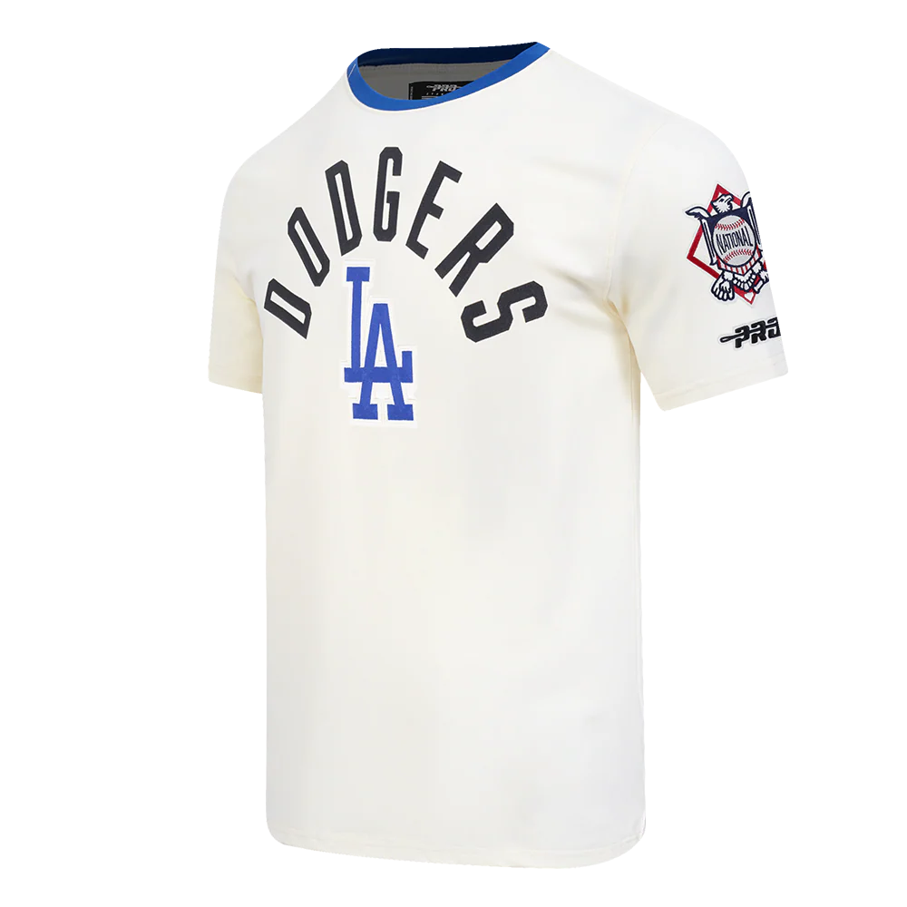 MLB LOS ANGELES DODGERS MODERN ORIGINALS MEN'S RINGER TOP (EGGSHELL/DODGER BLUE) - Image 5