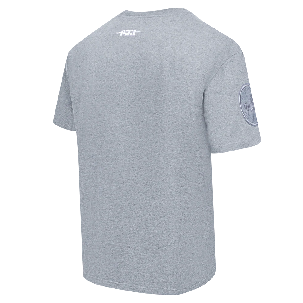 MLB LOS ANGELES DODGERS REVERSE FRENCH TERRY MEN'S COTTON JERSEY DROP SHOULDER TOP (DARK HEATHER GRAY) - Image 8