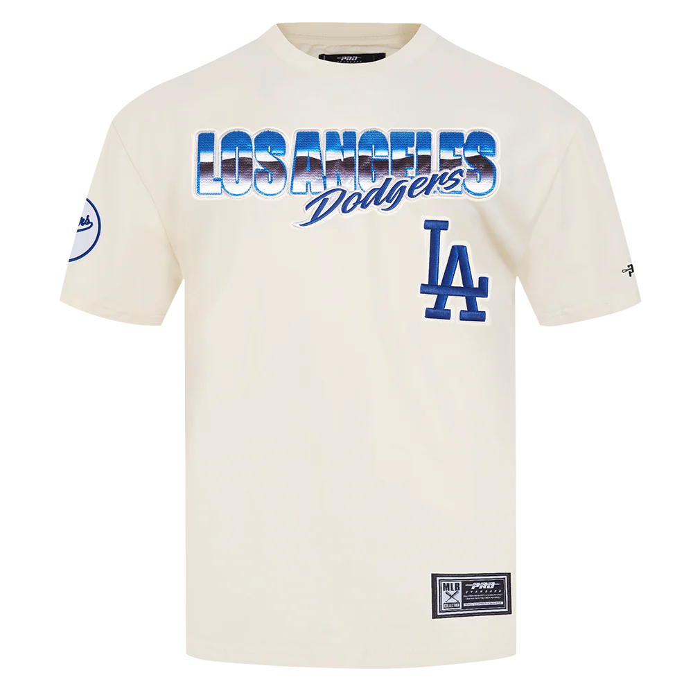 MLB LOS ANGELES DODGERS CHROME MEN'S COTTON JERSEY DROP SHOULDER TOP (EGGSHELL)