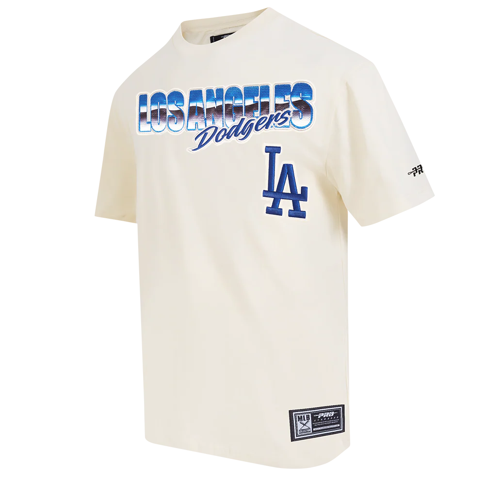 MLB LOS ANGELES DODGERS CHROME MEN'S COTTON JERSEY DROP SHOULDER TOP (EGGSHELL) - Image 2