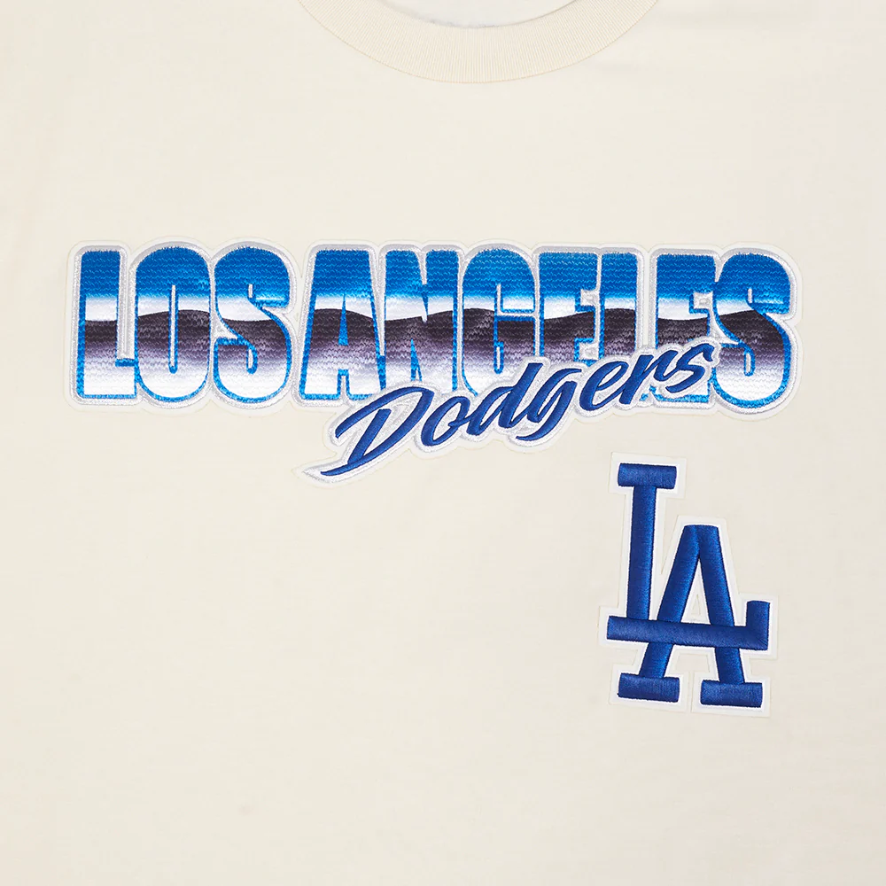 MLB LOS ANGELES DODGERS CHROME MEN'S COTTON JERSEY DROP SHOULDER TOP (EGGSHELL) - Image 7