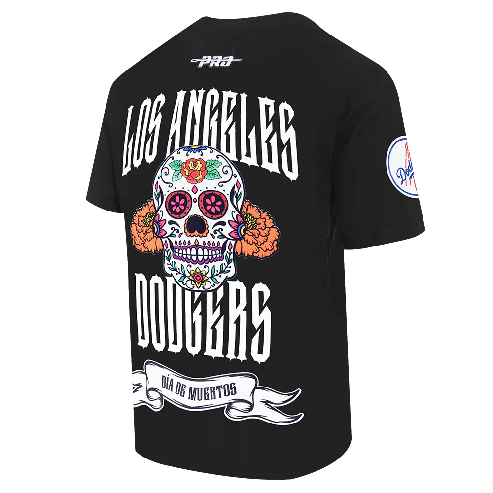 MLB LOS ANGELES DODGERS RIB CAGE MEN'S COTTON JERSEY DROP SHOULDER TOP(BLACK) - Image 3