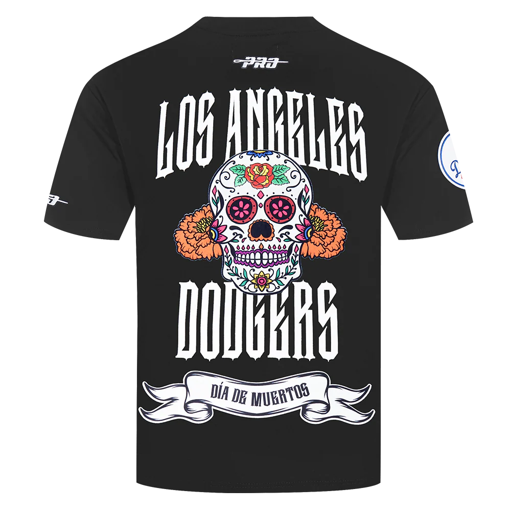 MLB LOS ANGELES DODGERS RIB CAGE MEN'S COTTON JERSEY DROP SHOULDER TOP(BLACK) - Image 4