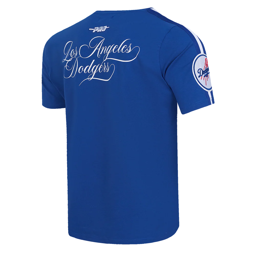 MLB LOS ANGELES DODGERS SUGAR SKULL MEN'S SINGLE JERSEY STRIPED TOP (DODGER BLUE) - Image 3