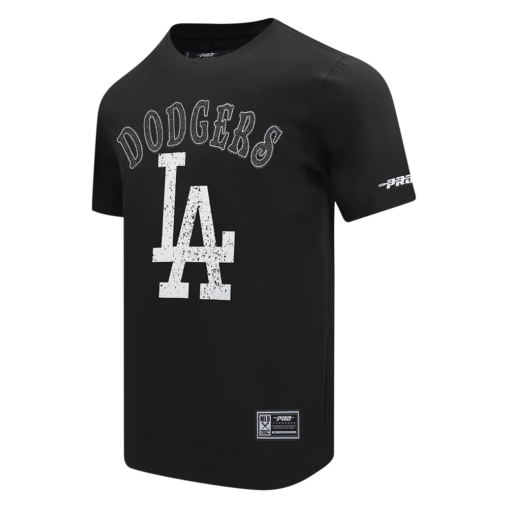 MLB LOS ANGELES DODGERS REBEL ATHLETICS STACKED LOGO MEN'S SJ TEE (BLACK) - Image 3