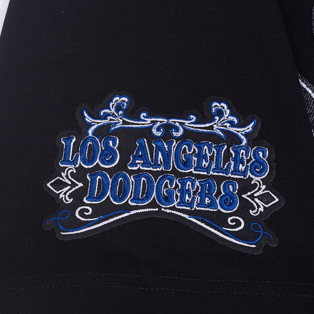 MLB LOS ANGELES DODGERS REBEL ATHLETICS STACKED LOGO MEN'S SJ TEE (BLACK) - Image 5