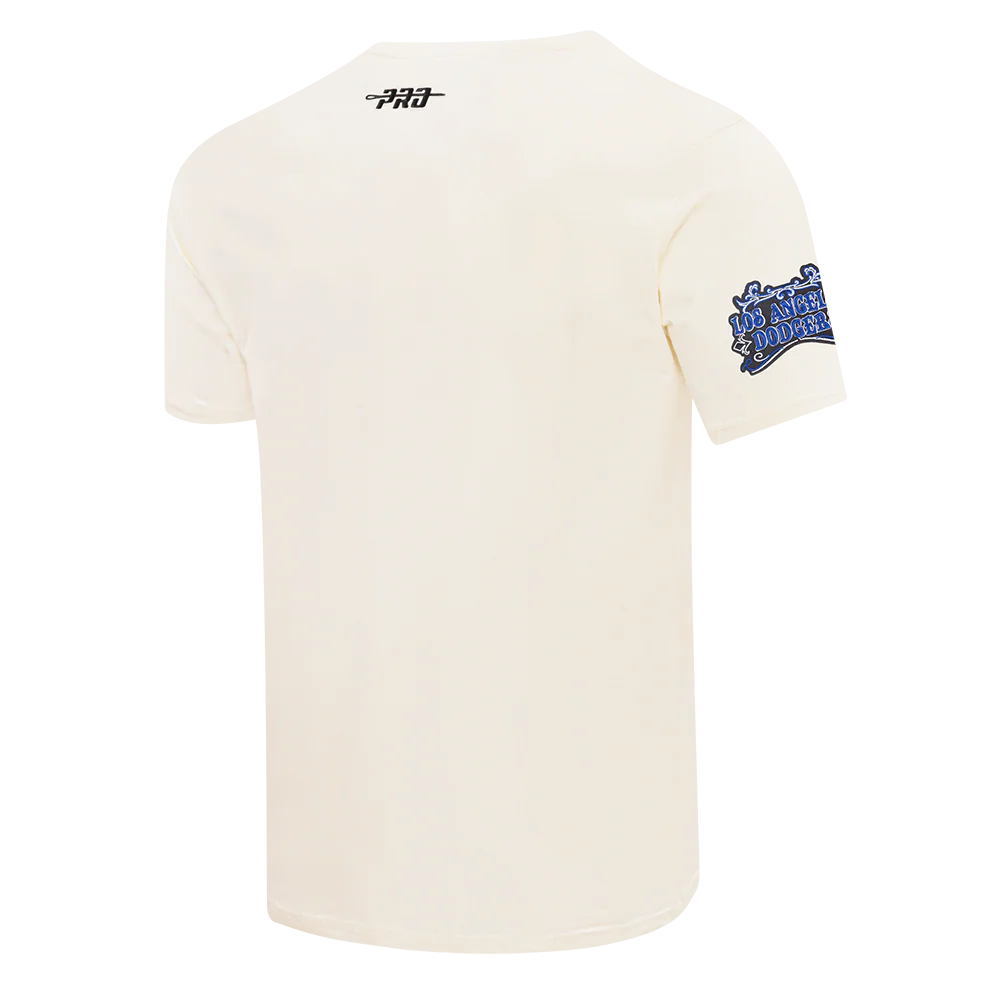 MLB LOS ANGELES DODGERS REBEL ATHLETICS STACKED LOGO MEN'S SJ TEE (EGGSHELL) - Image 4
