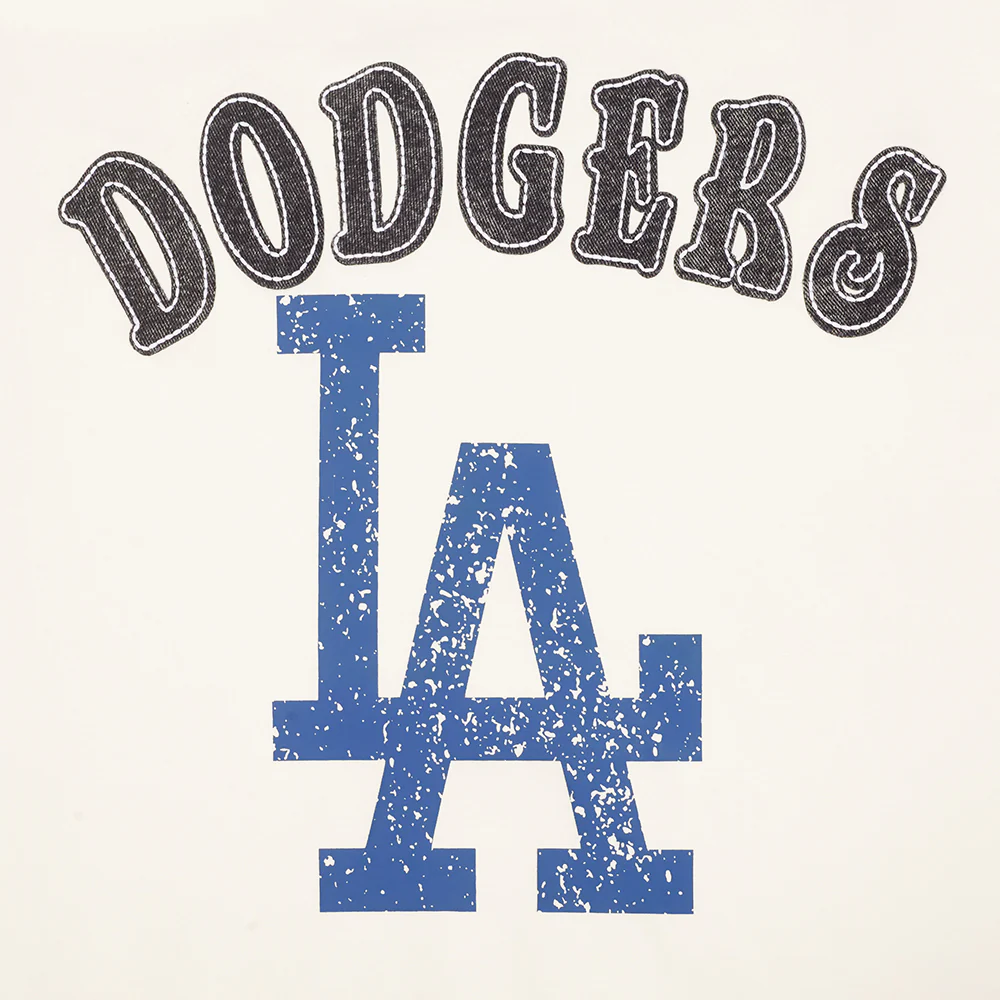 MLB LOS ANGELES DODGERS REBEL ATHLETICS STACKED LOGO MEN'S SJ TEE (EGGSHELL) - Image 6