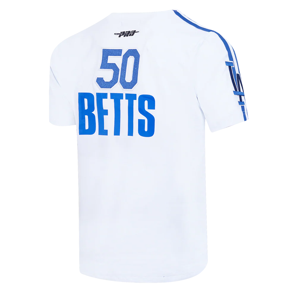 MLB LOS ANGELES DODGERS MOOKIE BETTS #50  CLASSIC MEN'S SINGLE JERSEY STRIPED TOP (WHITE/DODGER BLUE) - Image 4