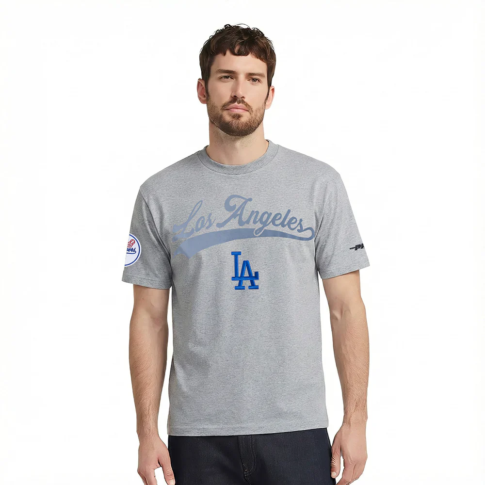 MLB LOS ANGELES DODGERS LIVING LARGE MEN'S CJ DROP SHOULDER TOP (DARK HEATHER GRAY)
