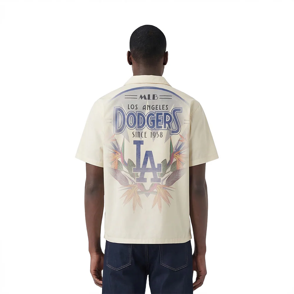 MLB LOS ANGELES DODGERS PARADISE MEN'S BUTTON DOWN (EGGSHELL) - Image 2