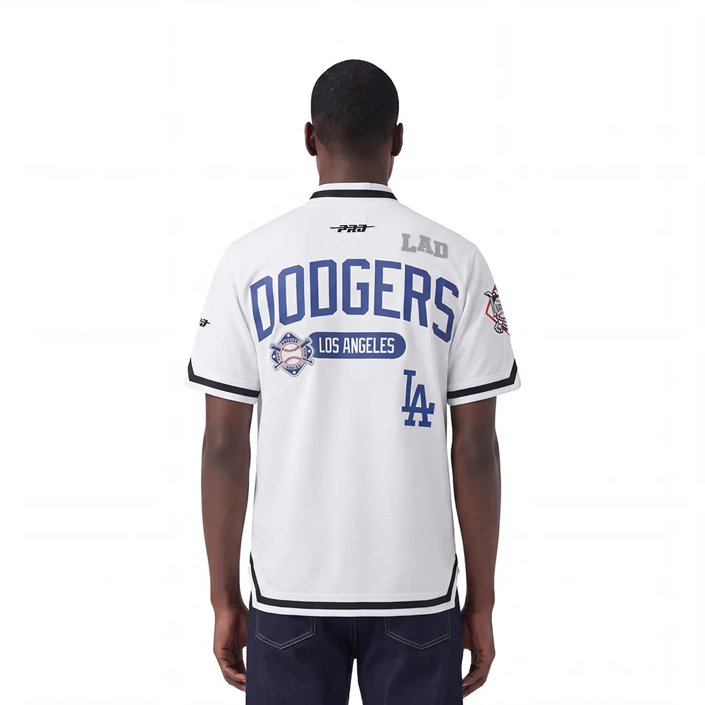 MLB LOS ANGELES DODGERS LETTERMAN MEN'S BUTTON DOWN (WHITE/BLACK) - Image 2