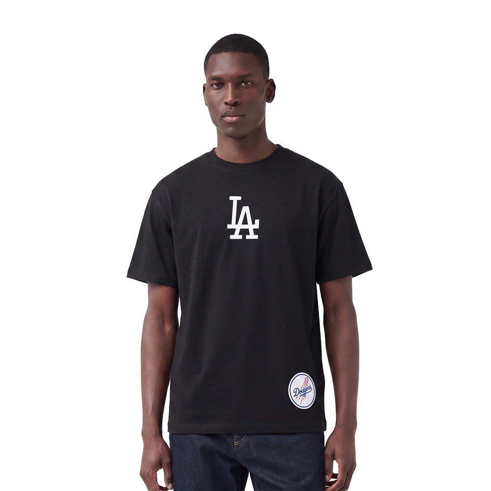 MLB LOS ANGELES DODGERS WINGSPAN MEN'S CJ DROP SHOULDER TEE (BLACK/DODGER BLUE) - Image 2