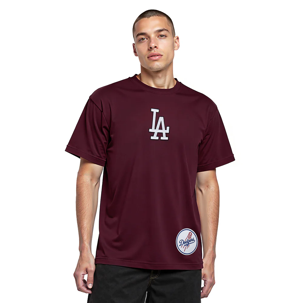 MLB LOS ANGELES DODGERS WINGSPAN MEN'S CJ DROP SHOULDER TEE V2 (WINE) - Image 2