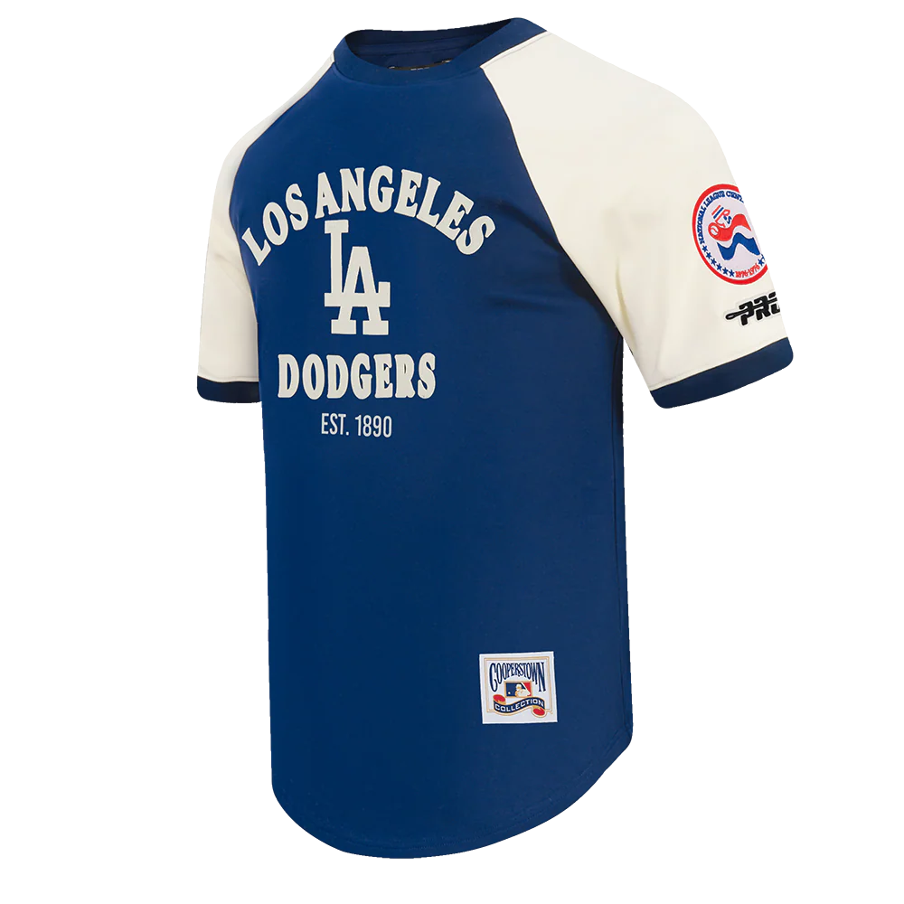 MLB LOS ANGELES DODGERS FIRST TEAM MEN'S RAGLAN TOP (EGGSHELL/DODGER BLUE) - Image 3
