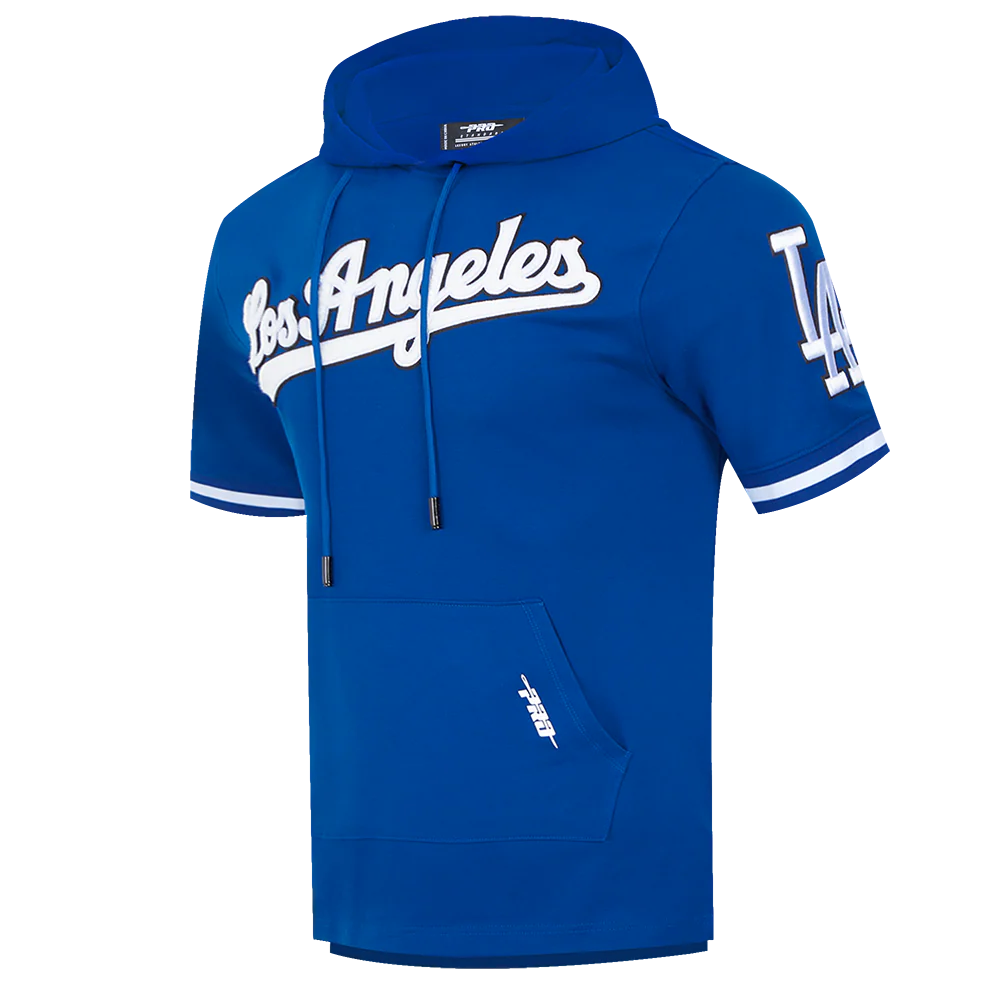 MLB LOS ANGELES DODGERS CLASSIC CHENILLE MEN'S DOUBLE KNIT SHORT SLEEVE PULLOVER HOODIE (DOGERS BLUE) - Image 2