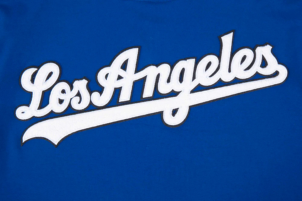 MLB LOS ANGELES DODGERS CLASSIC CHENILLE MEN'S DOUBLE KNIT SHORT SLEEVE PULLOVER HOODIE (DOGERS BLUE) - Image 6