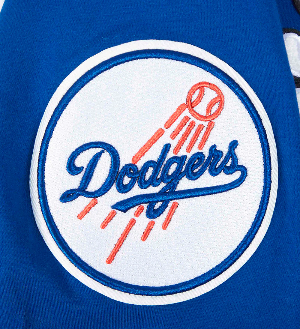 MLB LOS ANGELES DODGERS CLASSIC CHENILLE MEN'S DOUBLE KNIT SHORT SLEEVE PULLOVER HOODIE (DOGERS BLUE) - Image 7