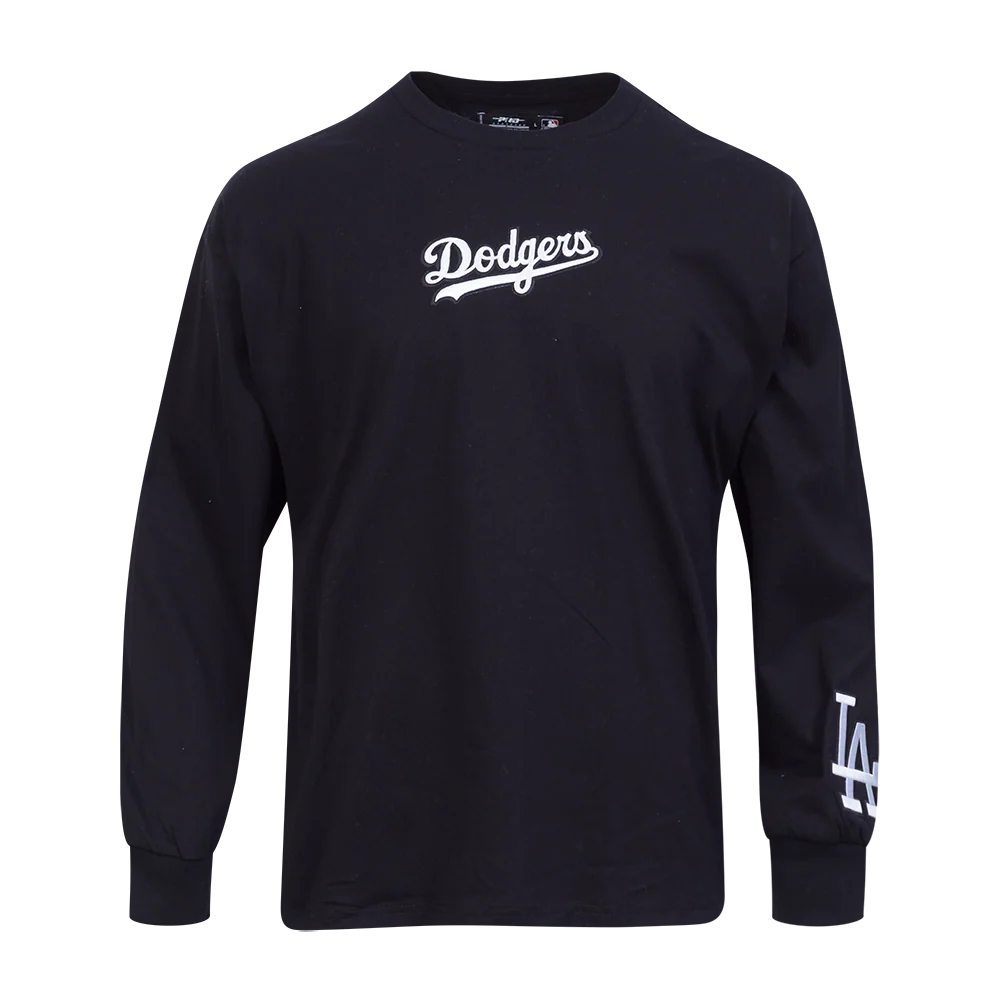 MLB LOS ANGELES DODGERS WINGSPAN MEN'S DROP SHOULDER LS TEE (BLACK/DODGER BLUE) - Image 3