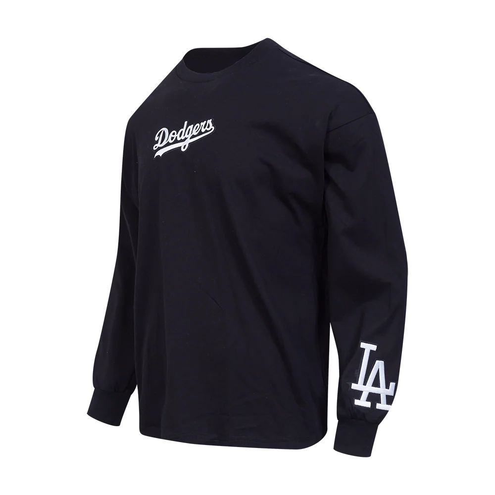 MLB LOS ANGELES DODGERS WINGSPAN MEN'S DROP SHOULDER LS TEE (BLACK/DODGER BLUE) - Image 4