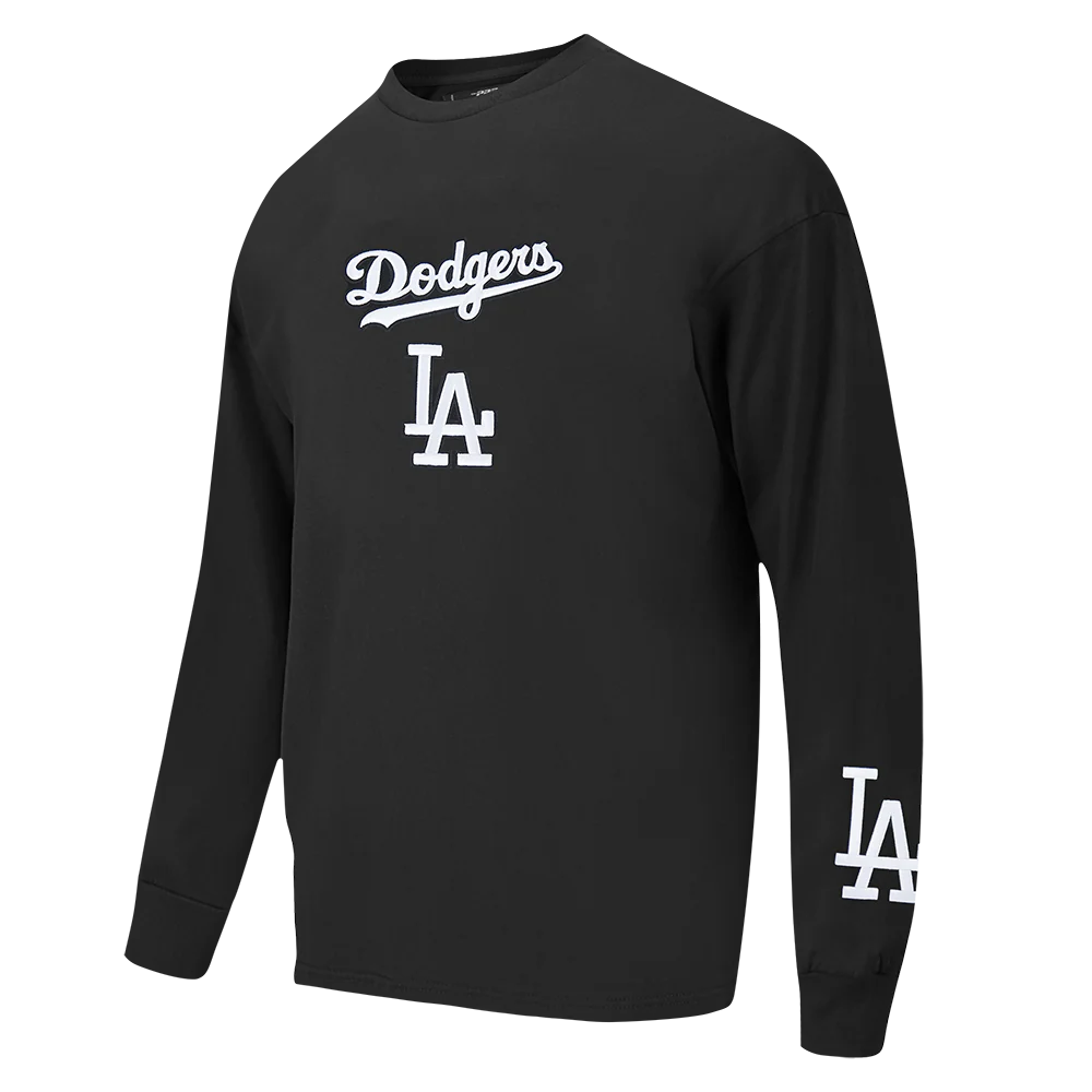 MLB LOS ANGELES DODGERS WINGSPAN MEN'S DROP SHOULDER LS TEE (BLACK/DODGER BLUE) - Image 5