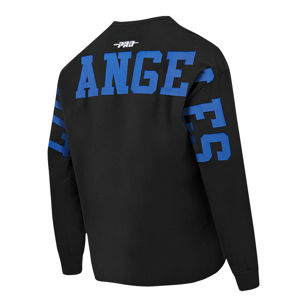 MLB LOS ANGELES DODGERS WINGSPAN MEN'S DROP SHOULDER LS TEE (BLACK/DODGER BLUE) - Image 6