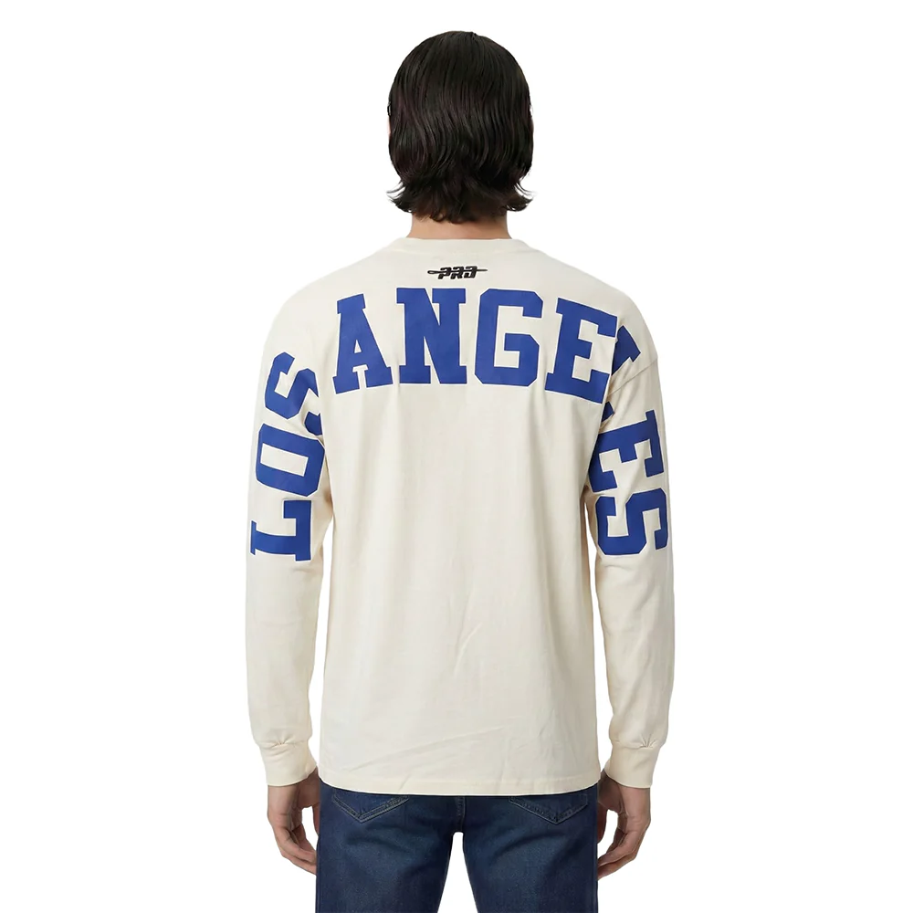 MLB LOS ANGELES DODGERS WINGSPAN MEN'S DROP SHOULDER LS TEE (EGGSHELL)