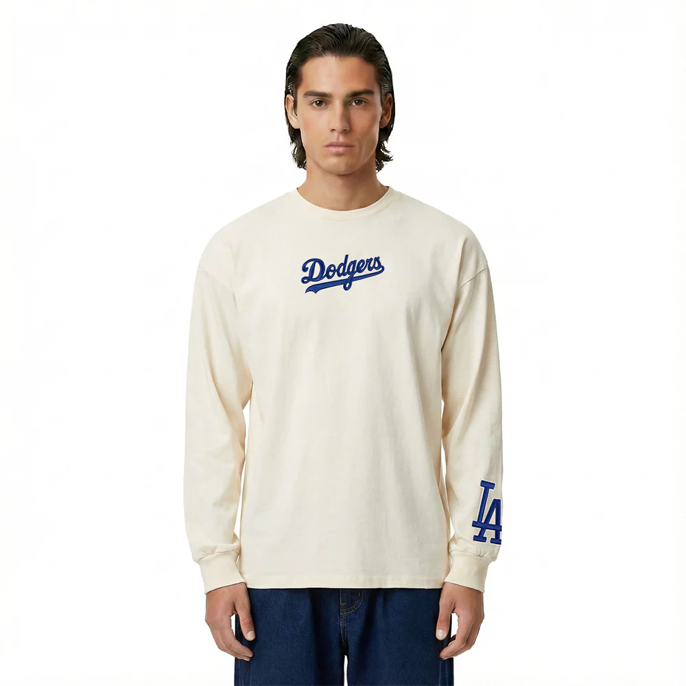 MLB LOS ANGELES DODGERS WINGSPAN MEN'S DROP SHOULDER LS TEE (EGGSHELL) - Image 2