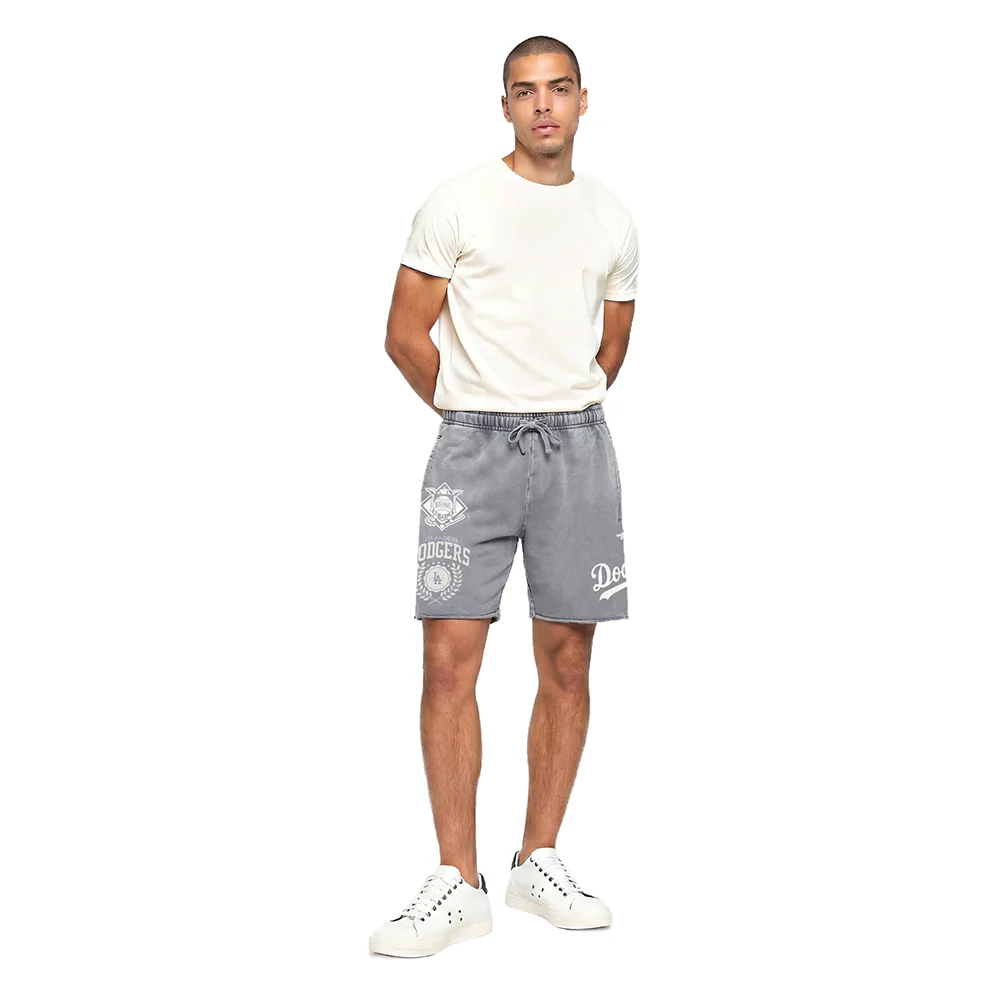 MLB LOS ANGELES DODGERS STREET TEAM MEN'S ENZYME WASH FT CUT-OFF SHORT (WASHED GREY) - Image 3