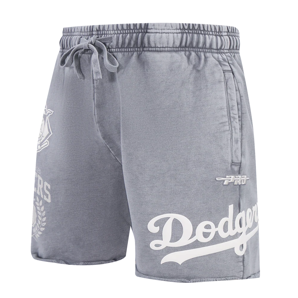 MLB LOS ANGELES DODGERS STREET TEAM MEN'S ENZYME WASH FT CUT-OFF SHORT (WASHED GREY) - Image 4