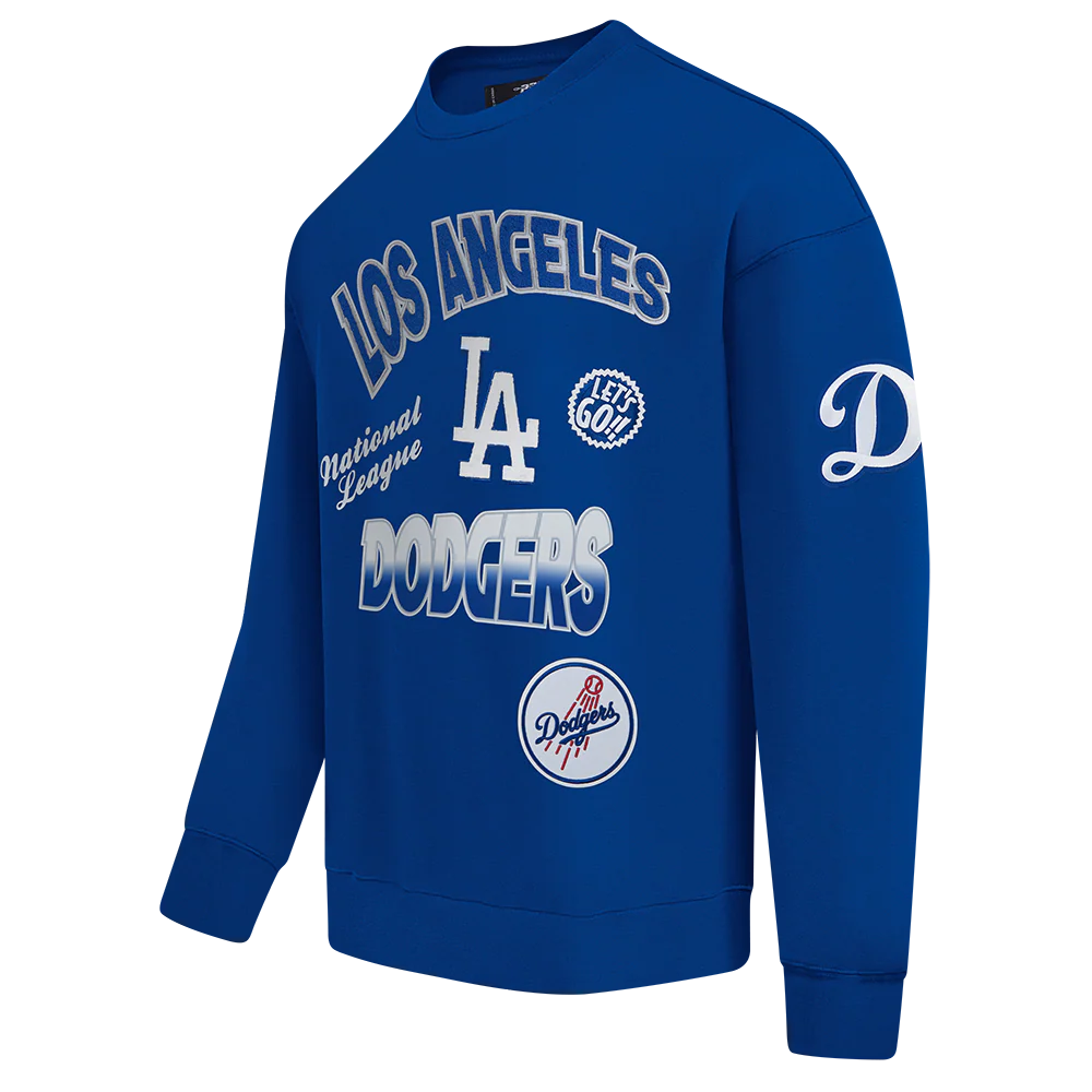 MLB LOS ANGELES DODGERS TURN IT UP MEN'S DROP SHOULDER FLC CREWNECK (DODGER BLUE) - Image 3