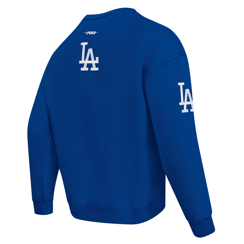 MLB LOS ANGELES DODGERS TURN IT UP MEN'S DROP SHOULDER FLC CREWNECK (DODGER BLUE) - Image 4