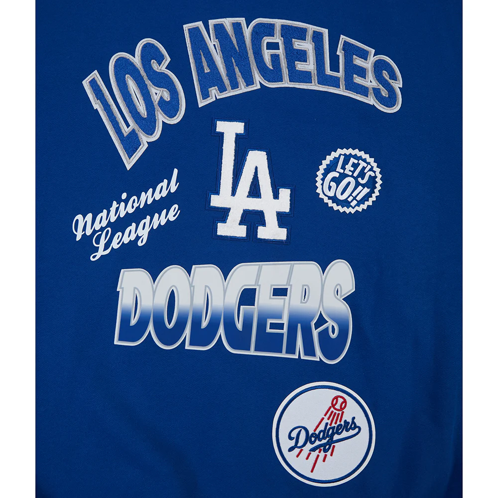 MLB LOS ANGELES DODGERS TURN IT UP MEN'S DROP SHOULDER FLC CREWNECK (DODGER BLUE) - Image 6