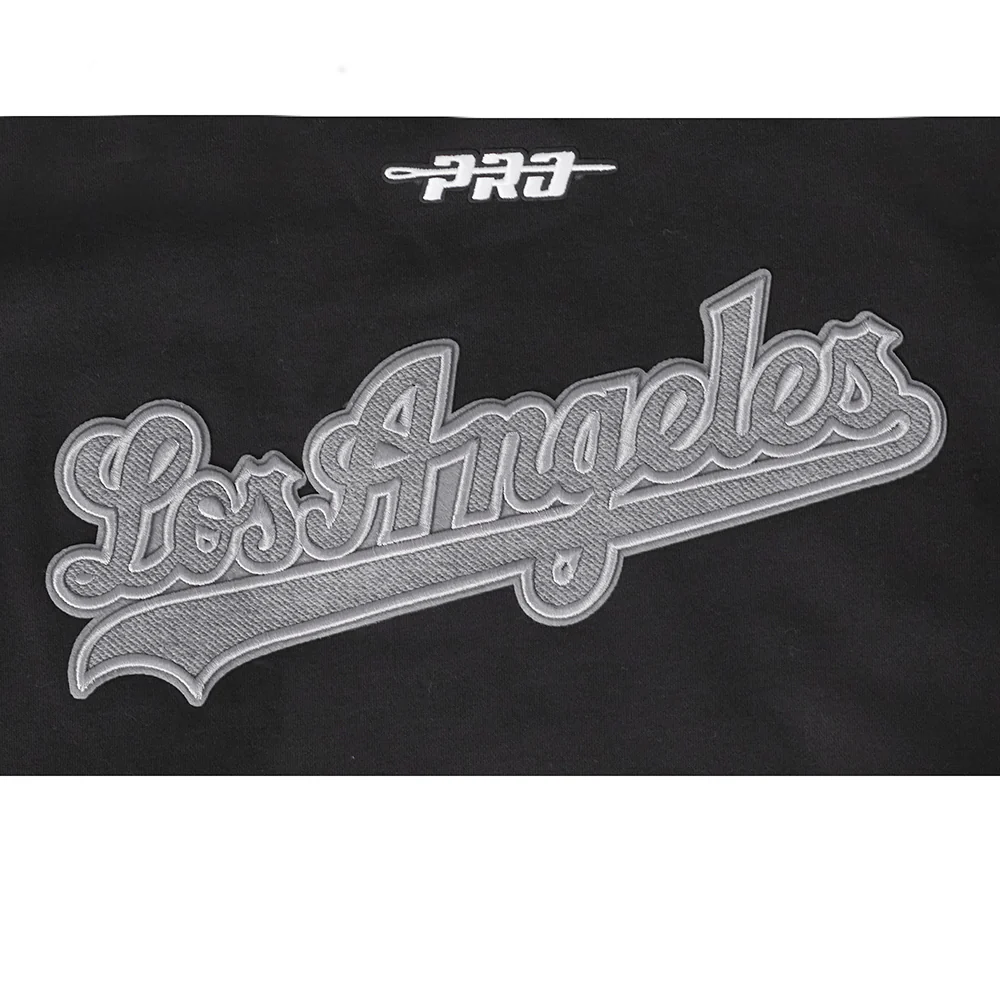 MLB LOS ANGELES DODGERS REVERSE FRENCH TERRY MEN'S DROP SHOULDER FLC PO HOODIE (BLACK) - Image 11