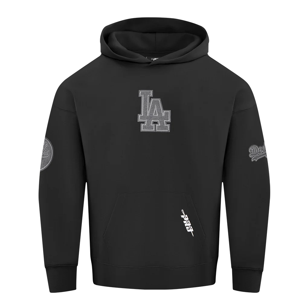 MLB LOS ANGELES DODGERS REVERSE FRENCH TERRY MEN'S DROP SHOULDER FLC PO HOODIE (BLACK) - Image 3