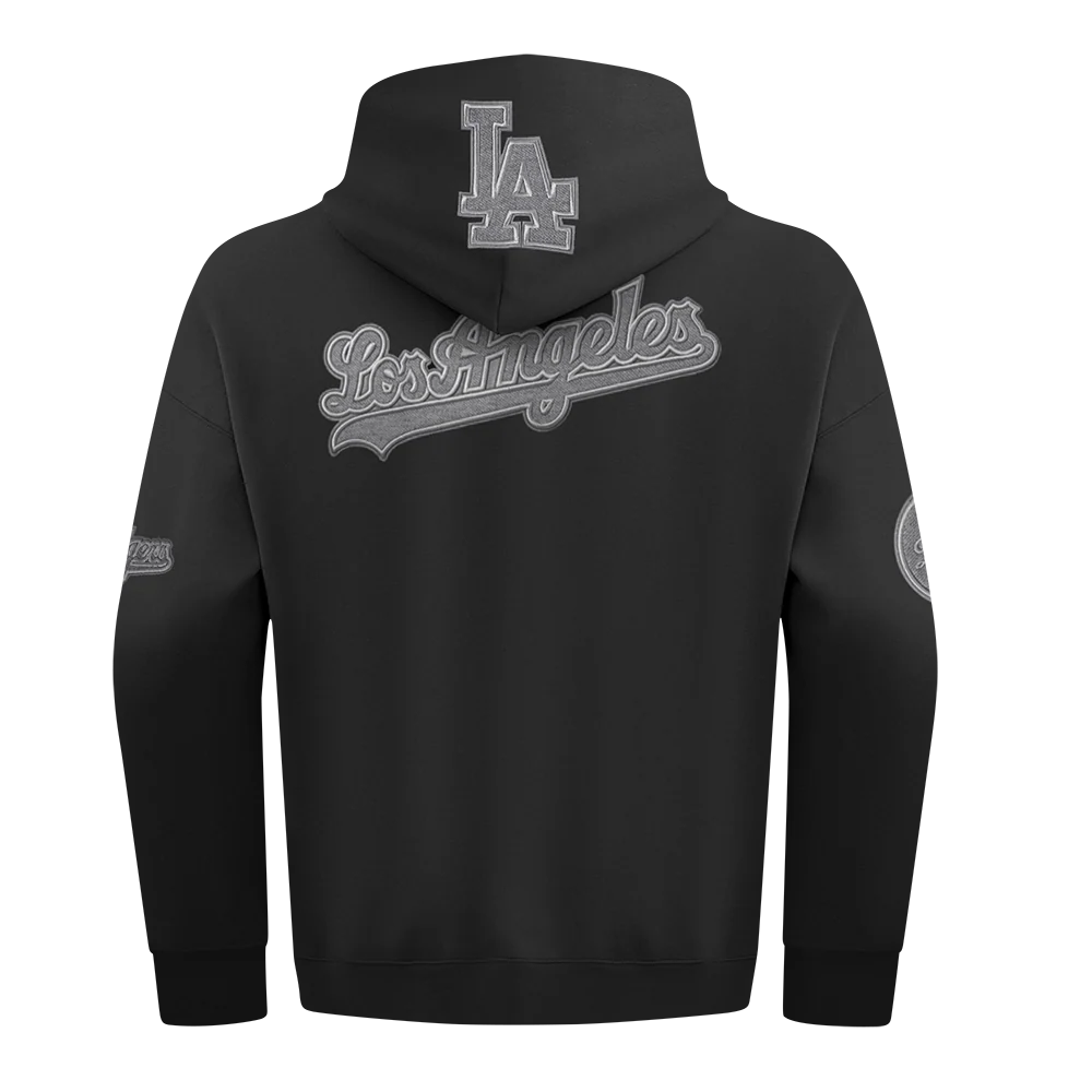 MLB LOS ANGELES DODGERS REVERSE FRENCH TERRY MEN'S DROP SHOULDER FLC PO HOODIE (BLACK) - Image 7