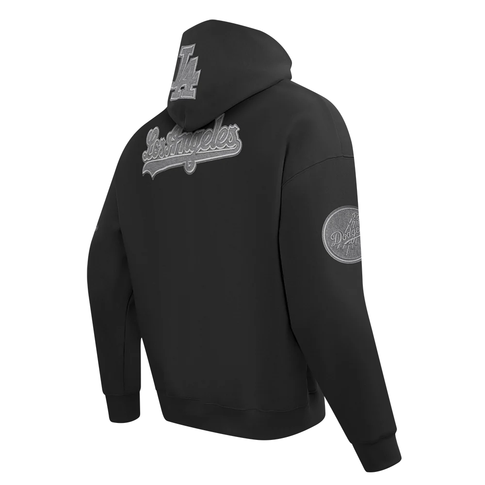 MLB LOS ANGELES DODGERS REVERSE FRENCH TERRY MEN'S DROP SHOULDER FLC PO HOODIE (BLACK) - Image 8