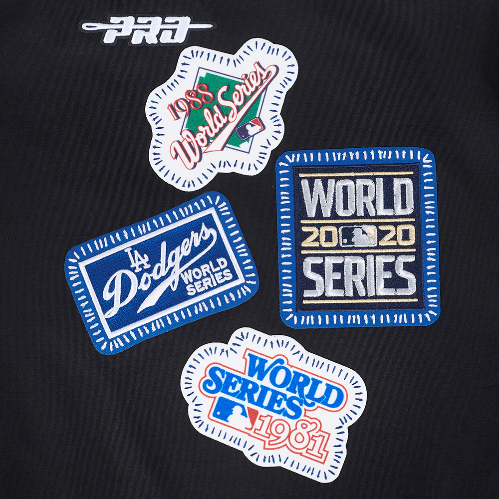 MLB LOS ANGELES DODGERS DIY PICK STITCH MEN'S DOUBLE KNIT PULLOVER HOODIE (BLACK) - Image 12