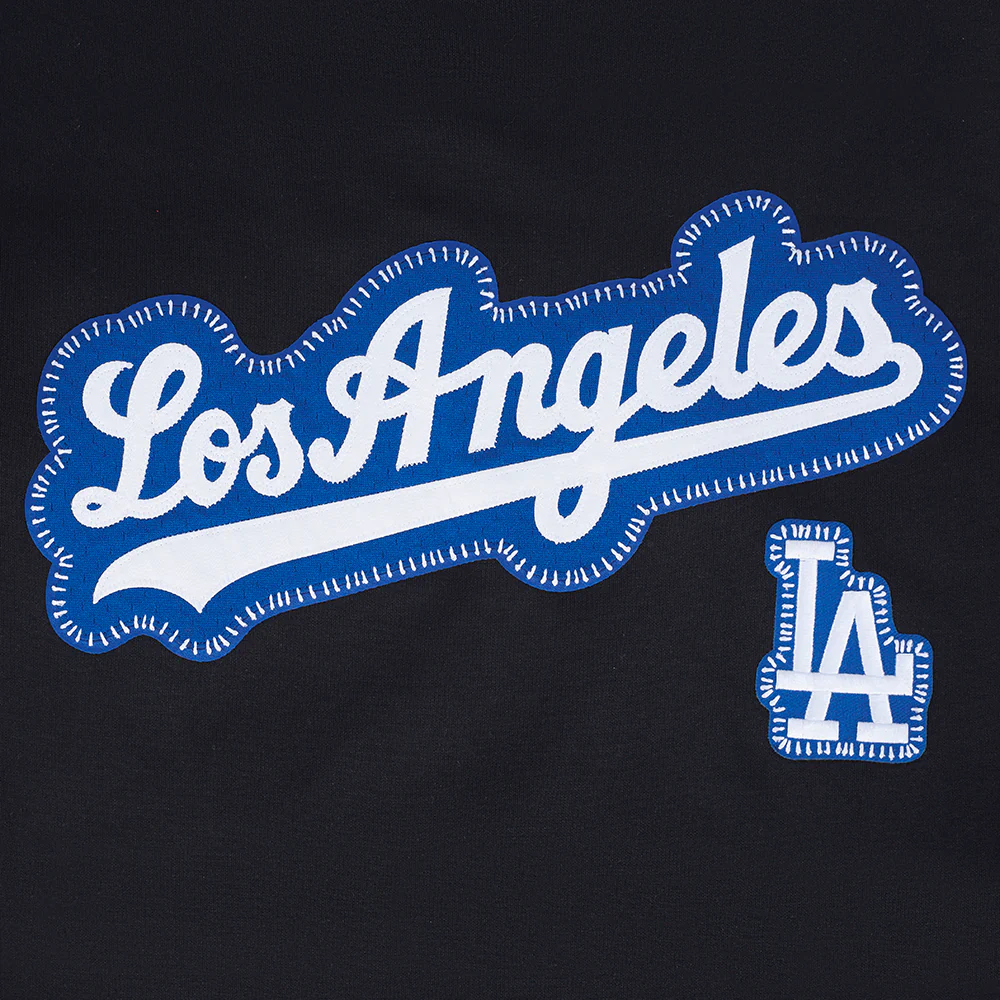MLB LOS ANGELES DODGERS DIY PICK STITCH MEN'S DOUBLE KNIT PULLOVER HOODIE (BLACK) - Image 9